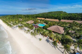 Aerial picture of Bohol Beach Club, capturing the serene beauty of an exclusive resort in Palawan.