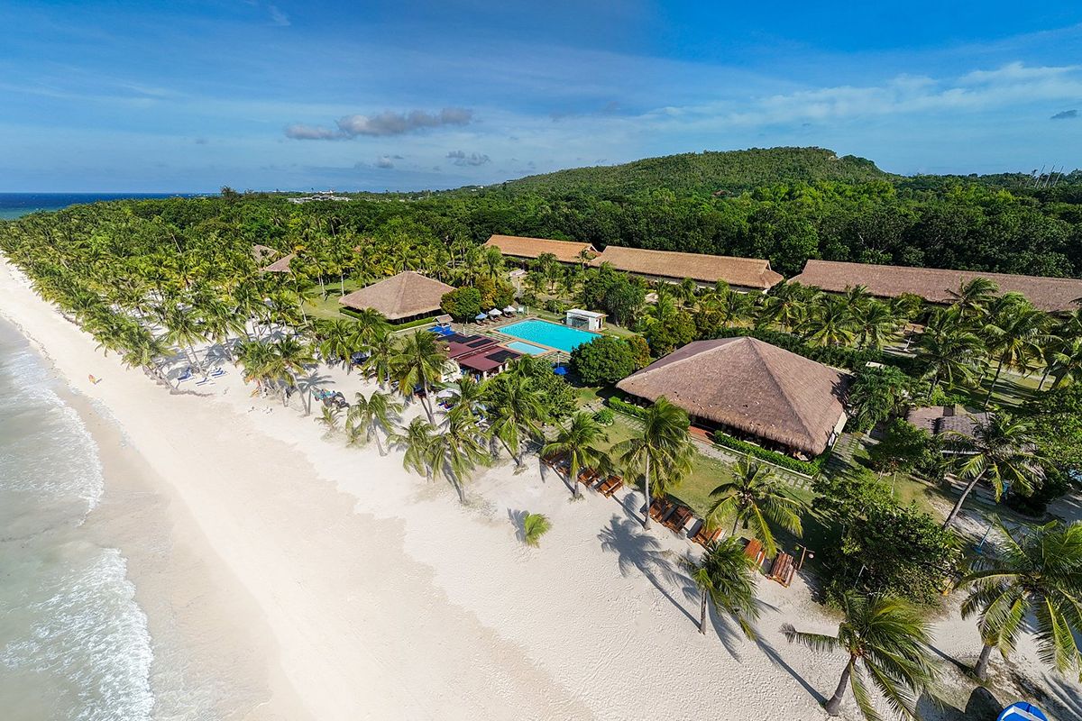 Aerial picture of Bohol Beach Club, capturing the serene beauty of an exclusive resort in Palawan.