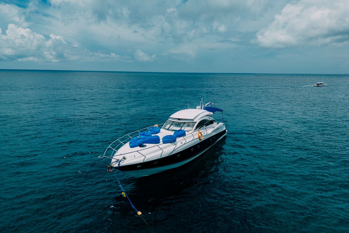 Luxury Sunseeker 64 yacht in Boracay available for charter, featuring sleek design, spacious decks, and premium interiors for the ultimate yacht rental experience.